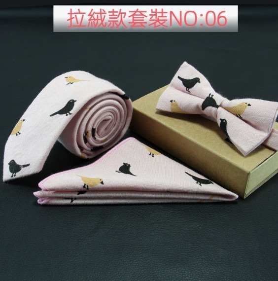 爆款時尚印花純棉領帶套裝（拉絨款套裝NO：06）