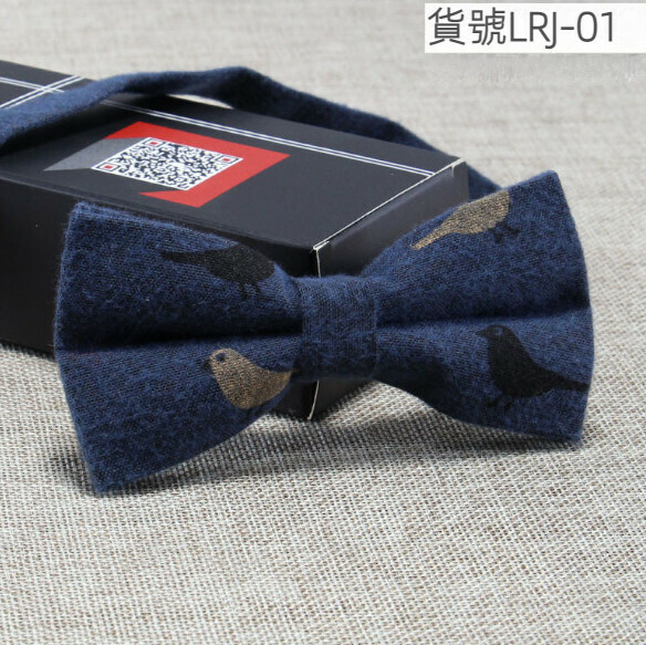 New casual printed cotton and linen bow tie (item number LRJ-01)