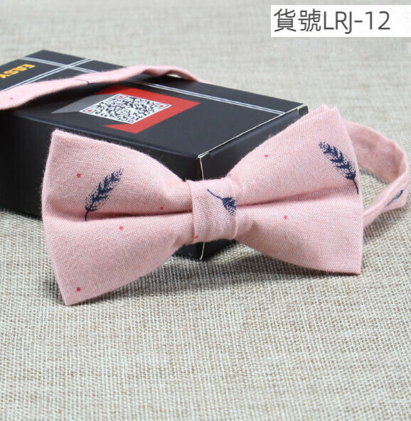 New casual printed cotton and linen bow tie (item number LRJ-12)