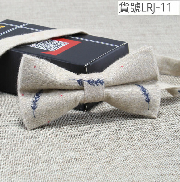 New casual printed cotton and linen bow tie (item number LRJ-11)
