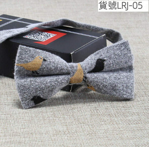New casual printed cotton and linen bow tie (item number LRJ-05)