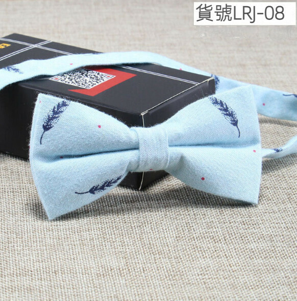 New casual printed cotton and linen bow tie (item number LRJ-08)