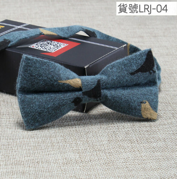 New casual printed cotton and linen bow tie (item number LRJ-04)