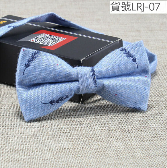 New casual printed cotton and linen bow tie (item number LRJ-07)