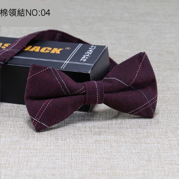 New polyester-cotton striped plaid bow tie (cotton bow tie: 04)