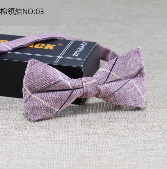 New polyester-cotton striped plaid bow tie (cotton bow tie: 03)