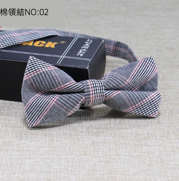 New polyester-cotton striped plaid bow tie (cotton bow tie: 02)
