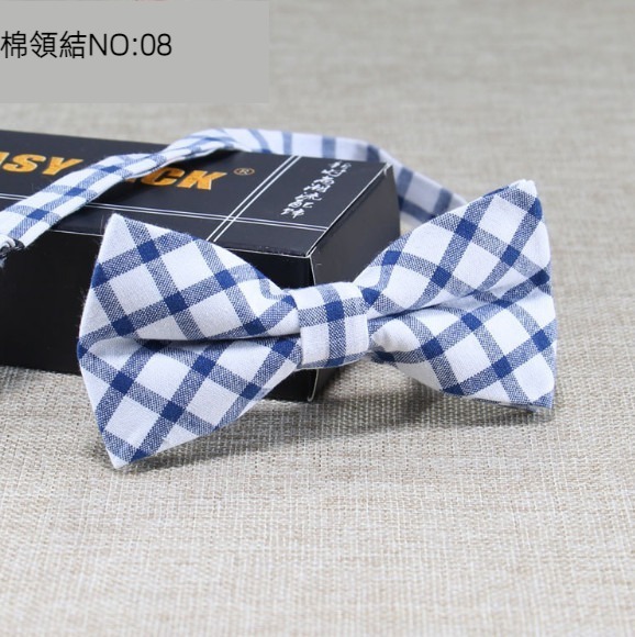 New polyester-cotton striped plaid bow tie (cotton bow tie: 08)