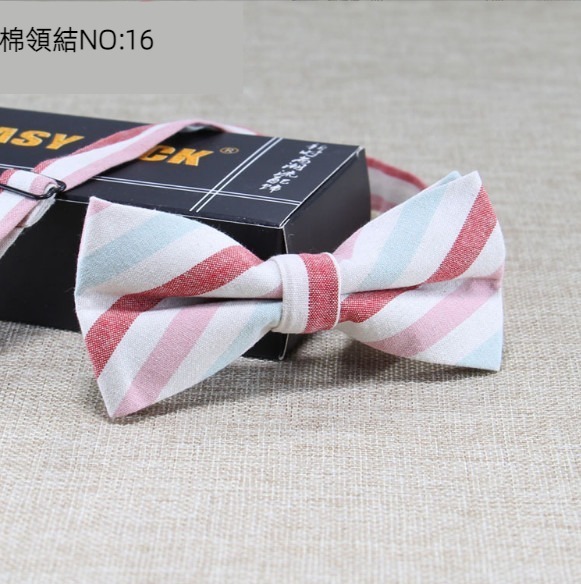 New polyester-cotton striped plaid bow tie (cotton bow tie: 16)