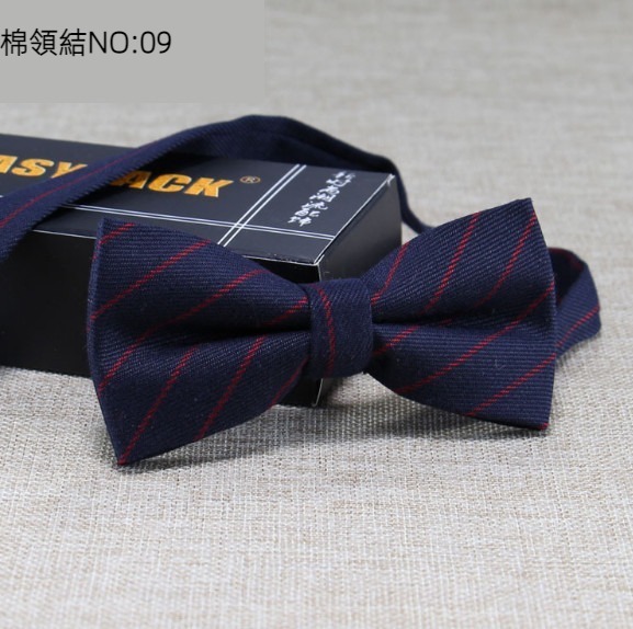 New polyester-cotton striped plaid bow tie (cotton bow tie: 09)