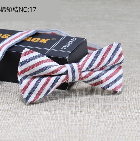 New polyester-cotton striped plaid bow tie (cotton bow tie: 17)