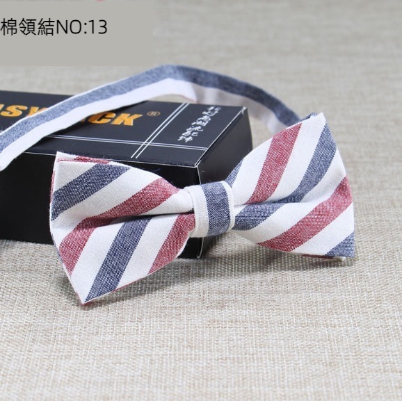 New polyester-cotton striped plaid bow tie (cotton bow tie: 13)