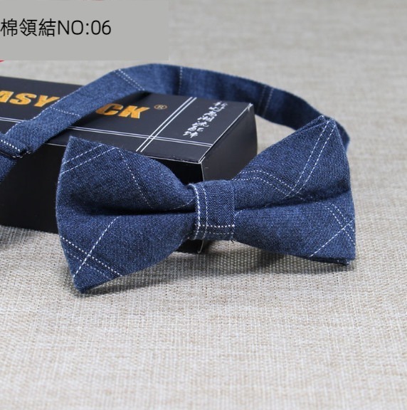 New polyester-cotton striped plaid bow tie (cotton bow tie: 06)