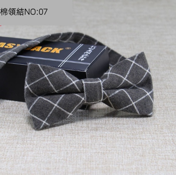 New polyester-cotton striped plaid bow tie (cotton bow tie: 07)