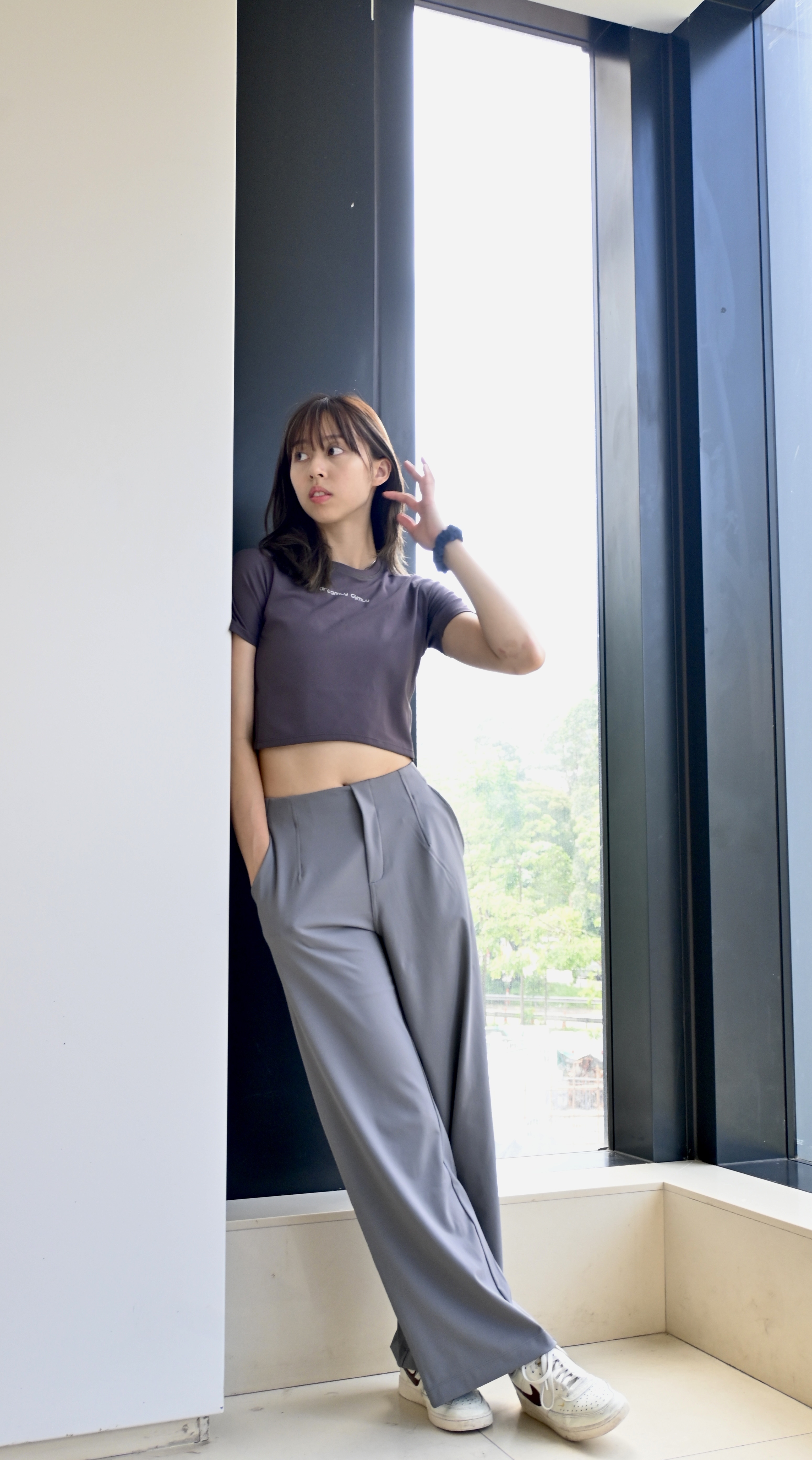 女子訓練休閒長褲 (淺灰色)