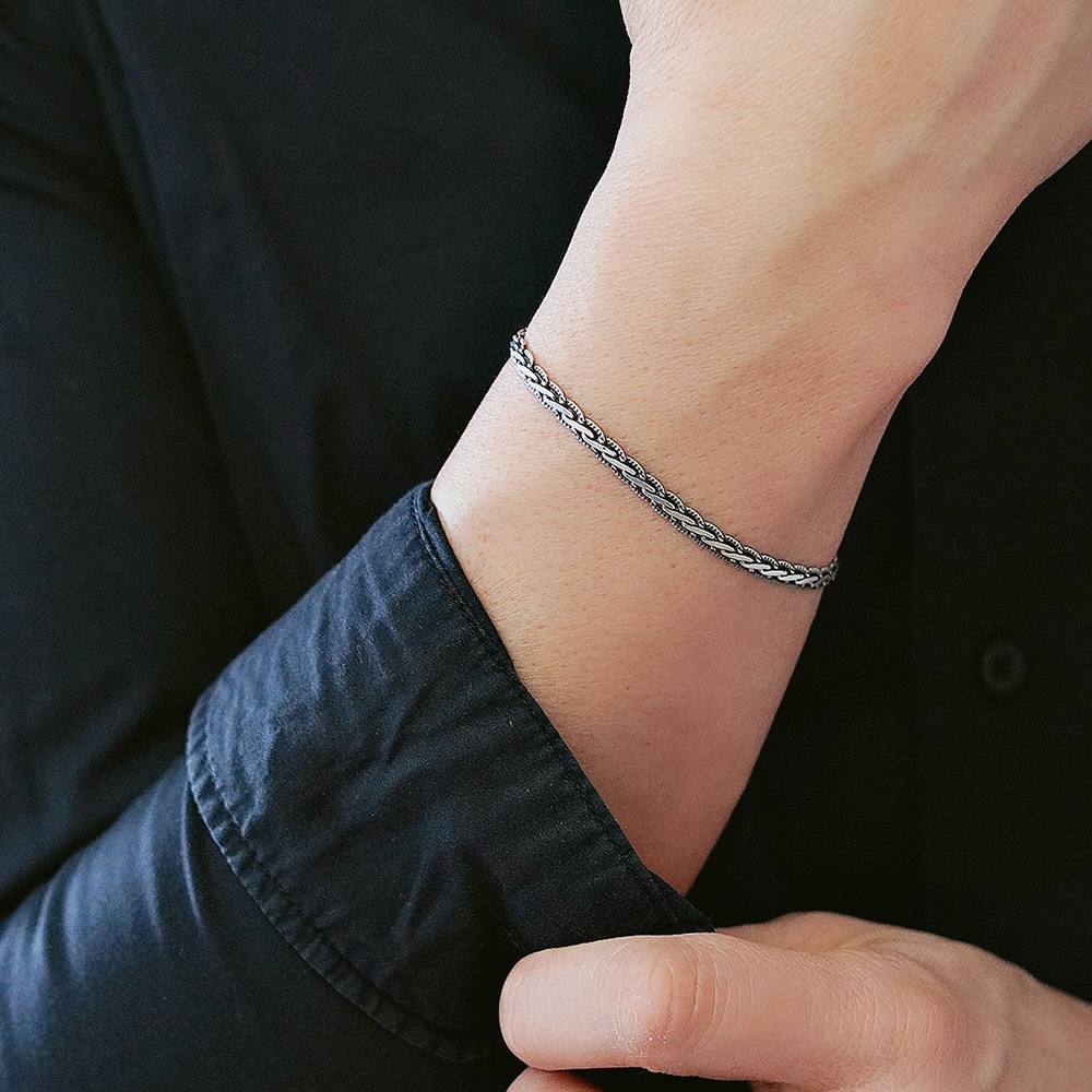 真實純銀手鍊/SB073| 男生手鏈 925純銀 個性 簡約 紳士 時尚男士 男生禮物 男女對鍊 情人節禮物 男生聖誕禮物