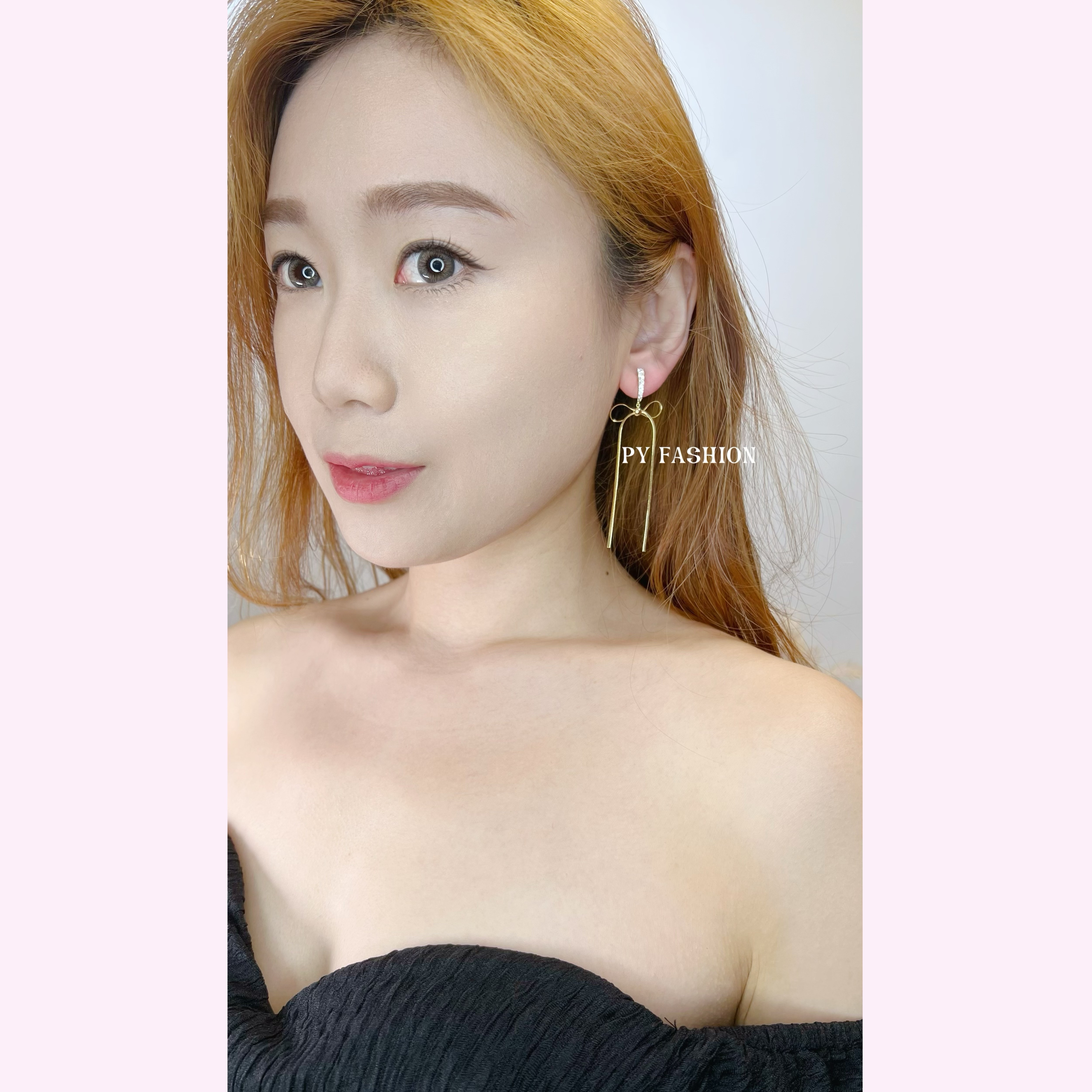 PYA0702 BOWTIE BLING BLING LONG EAR RING