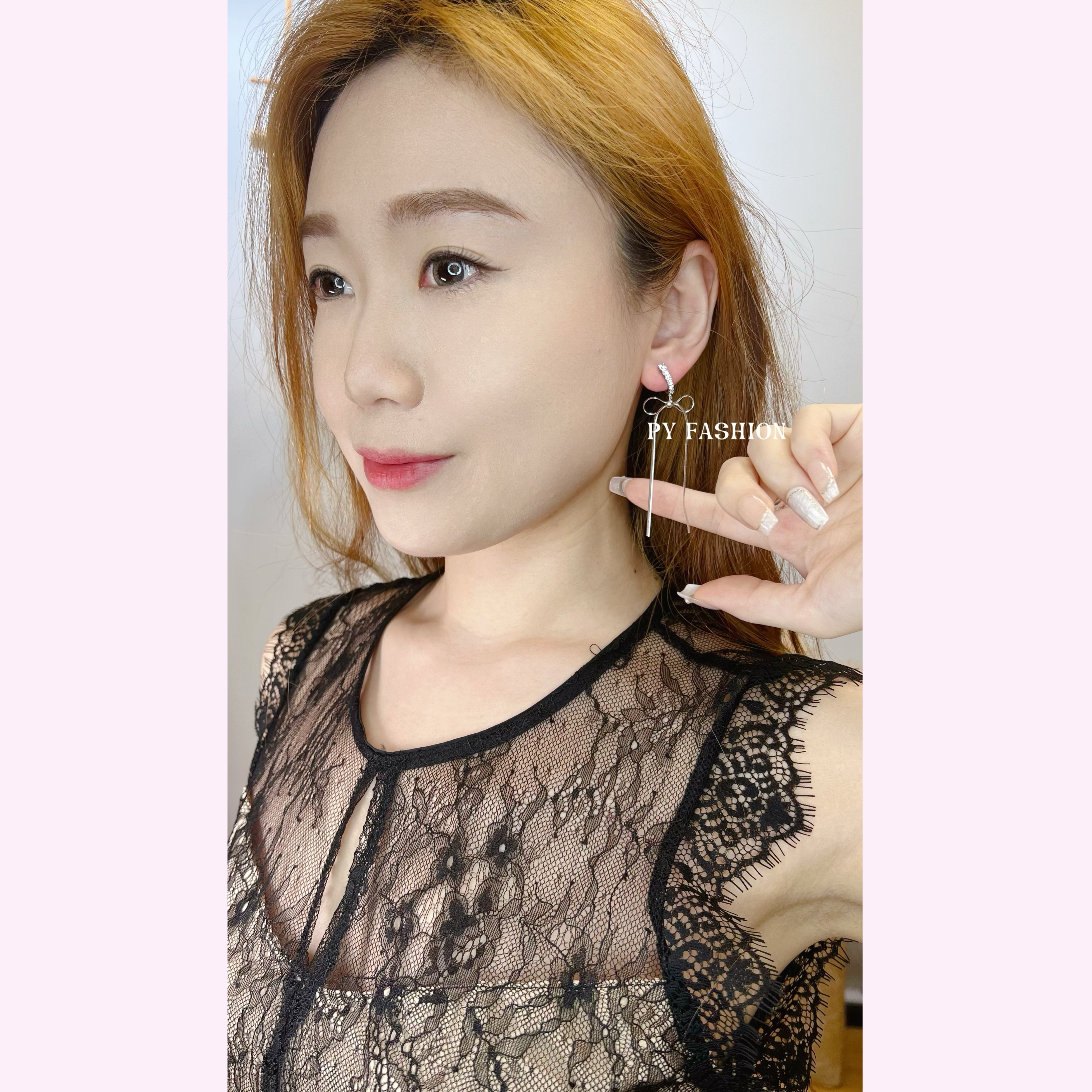 PYA0702 BOWTIE BLING BLING LONG EAR RING