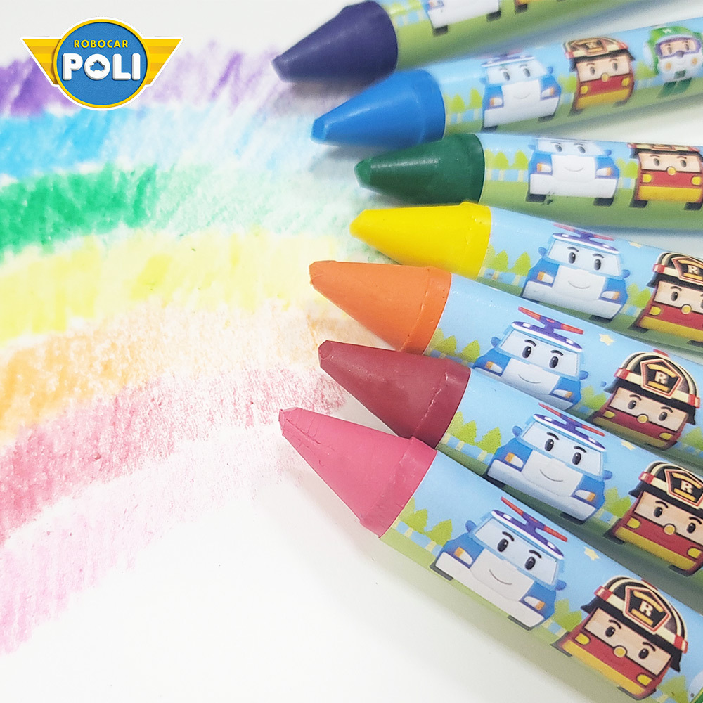 【nunuKIDS】Robocar Poli 波力 救援小英雄 8色大豆蠟筆 X2盒