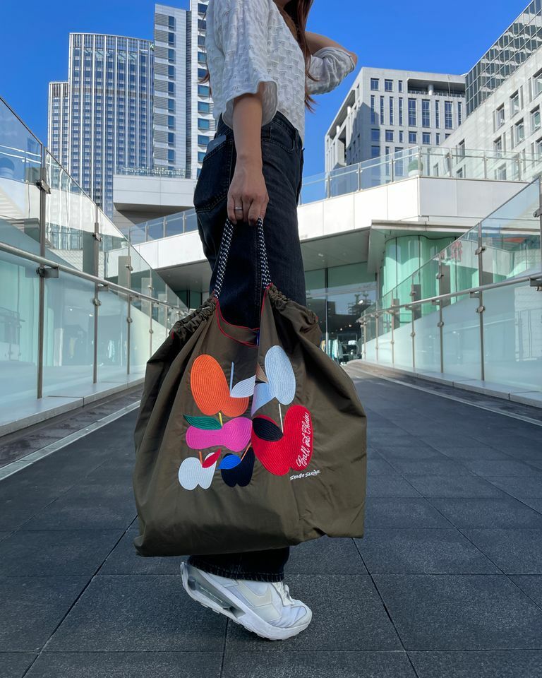 Ball＆Chain 刺繡環保購物袋 L號 - 橄欖綠 (32310113)