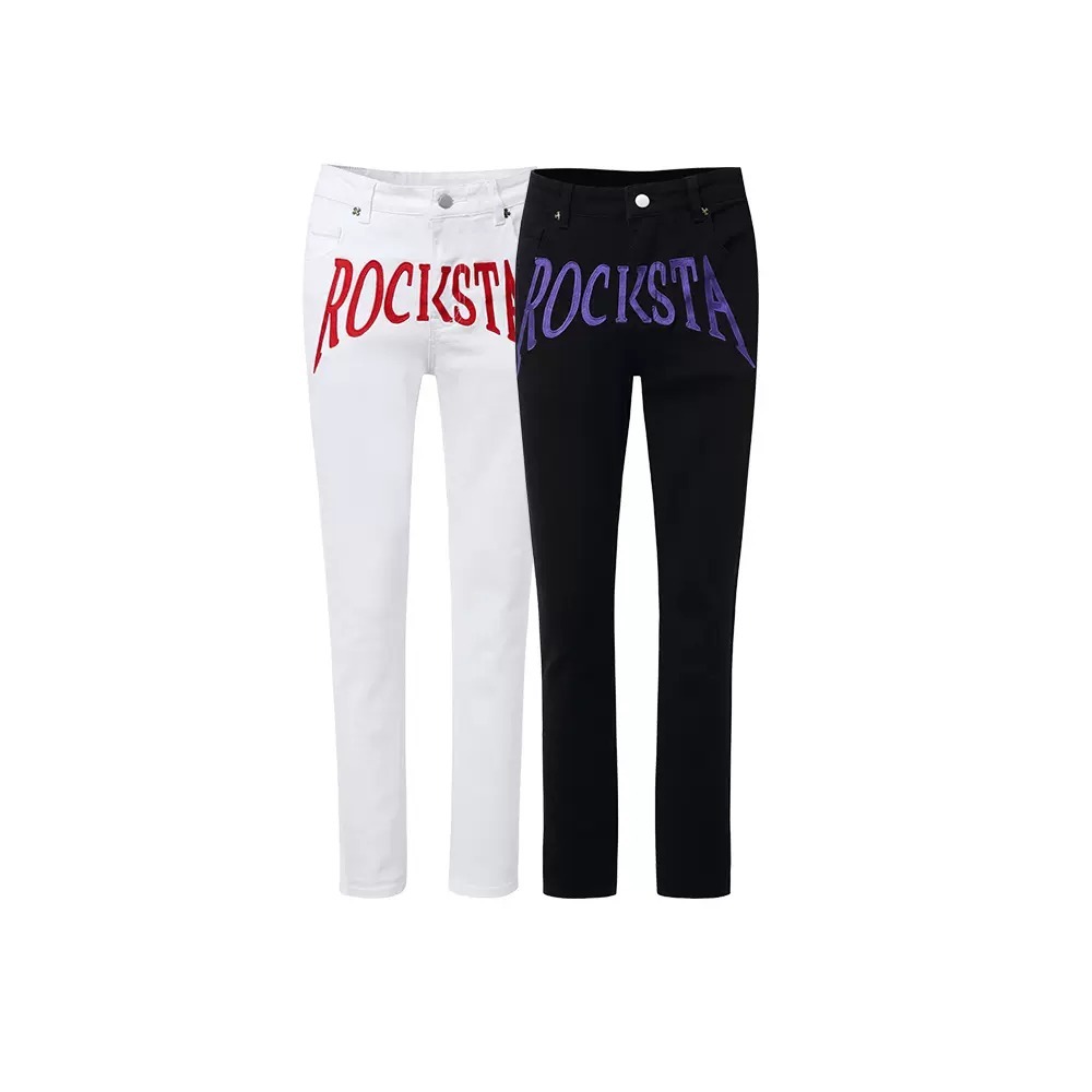 ROCKSTA 街頭搖滾龐克風 刺繡字體牛仔褲