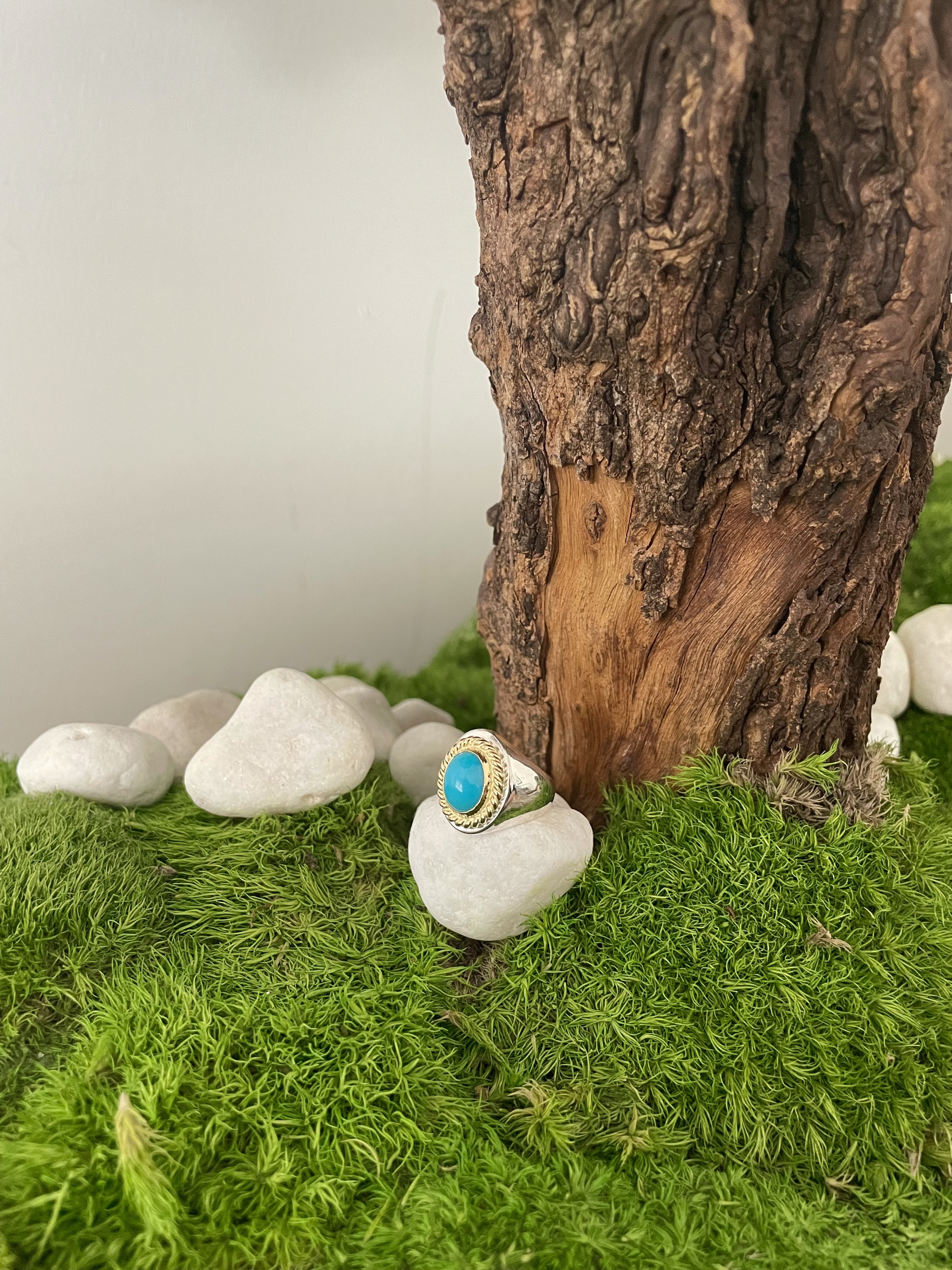 金繩松石印台戒指