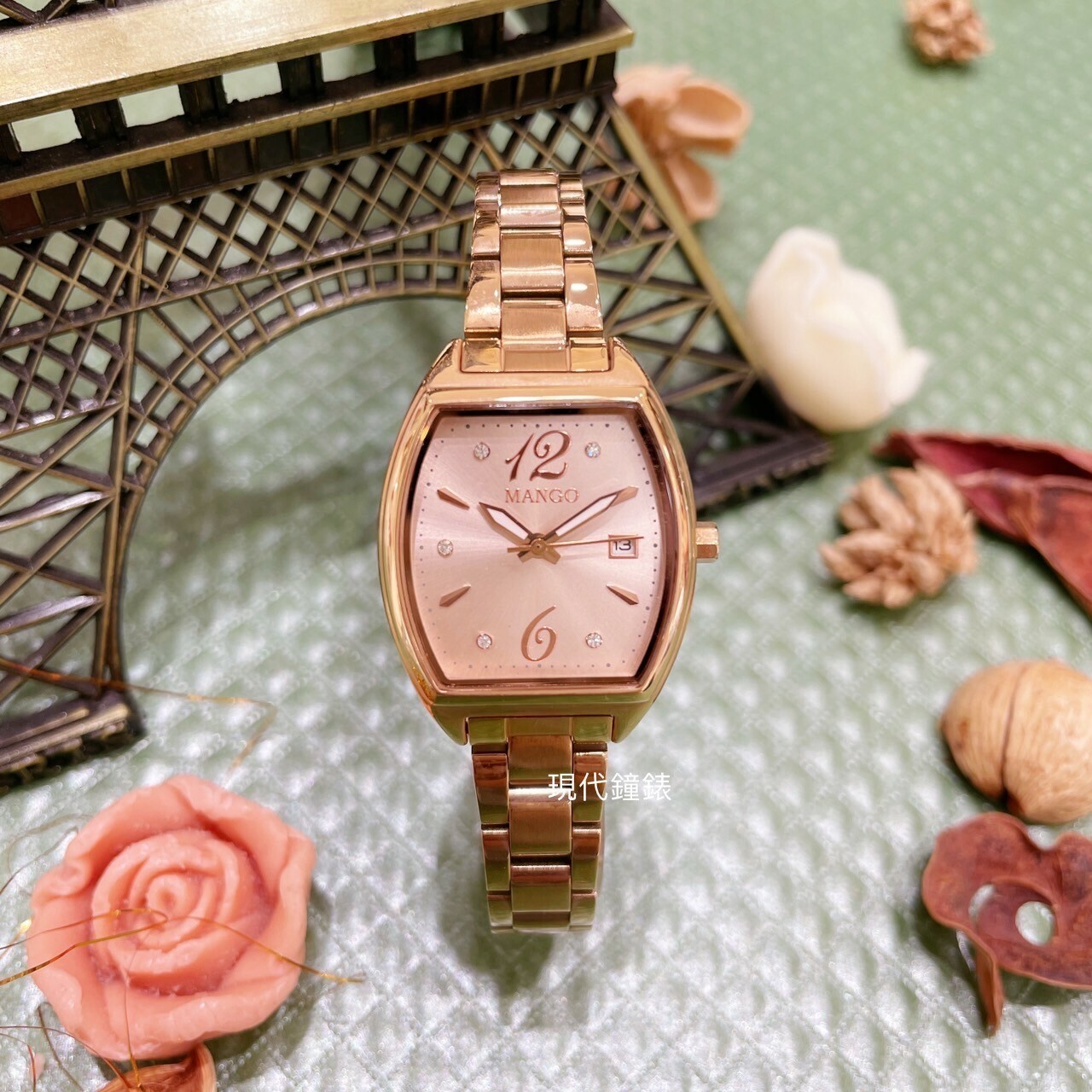【MANGO】典雅時光酒桶型 (粉面)MA6760L-13R 25mm 現代鐘錶