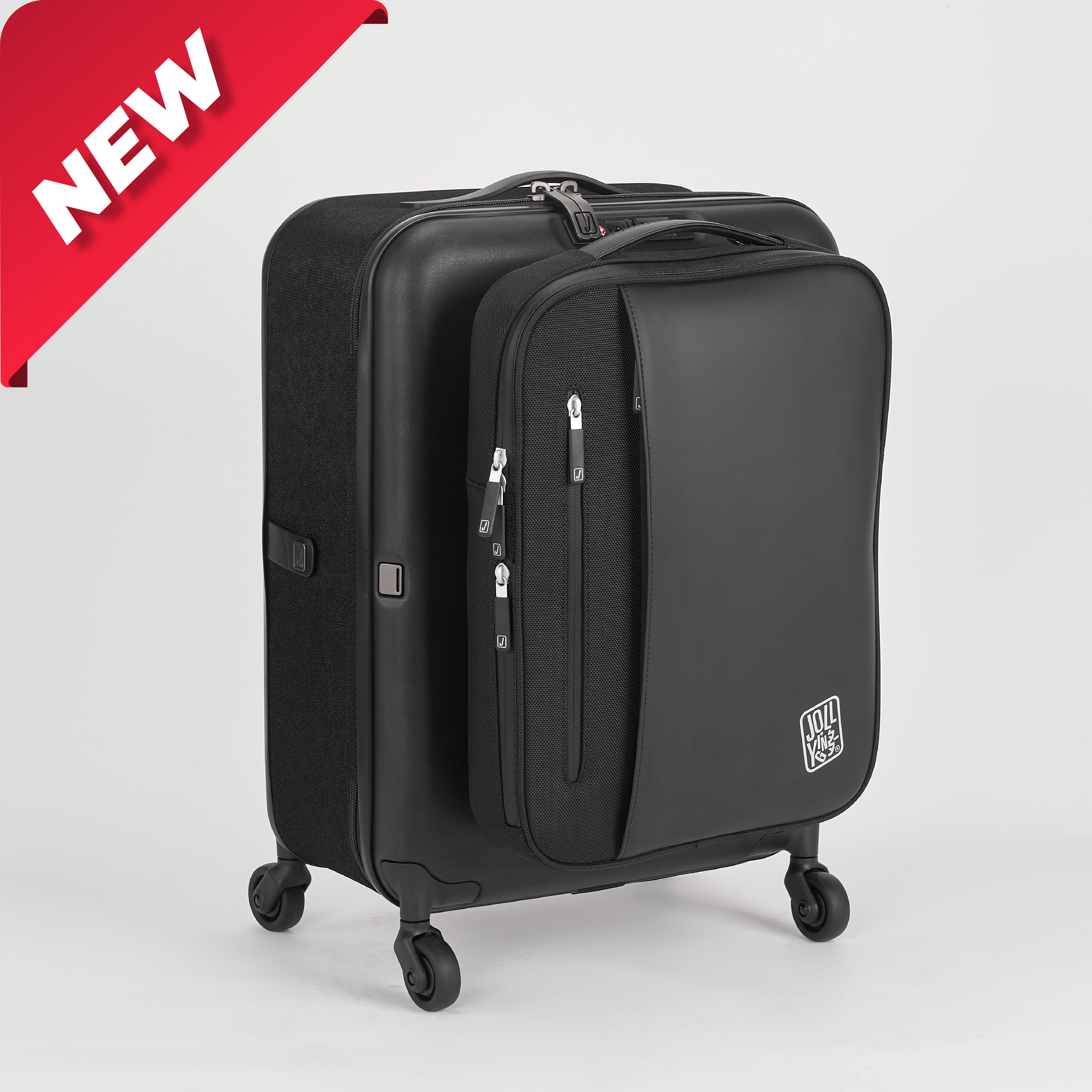 Jollying Pebble Pro 摺疊式旅行箱 連磁扣式公文袋 (黑色)