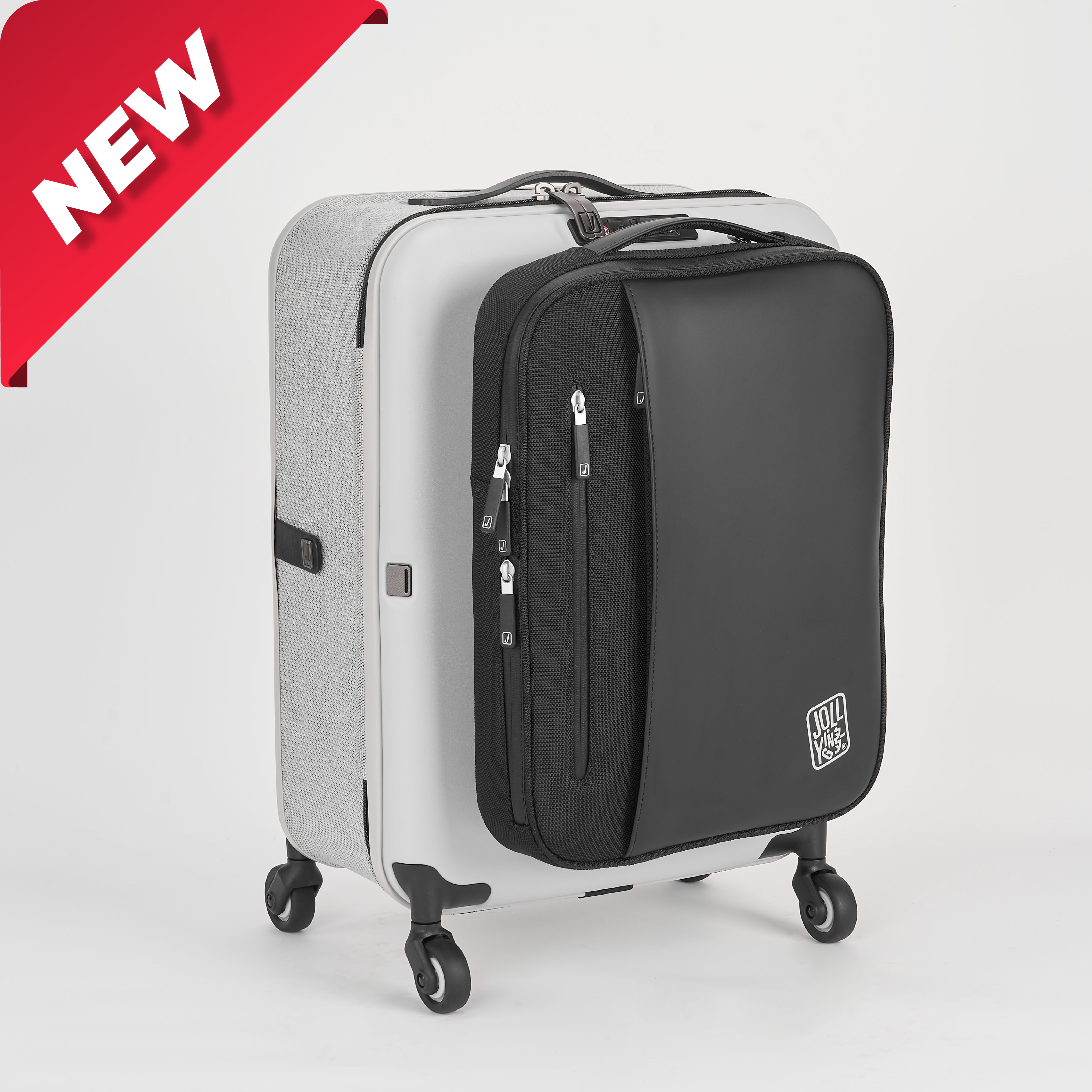 Jollying Pebble Pro 摺疊式旅行箱 連磁扣式公文袋 (灰色)