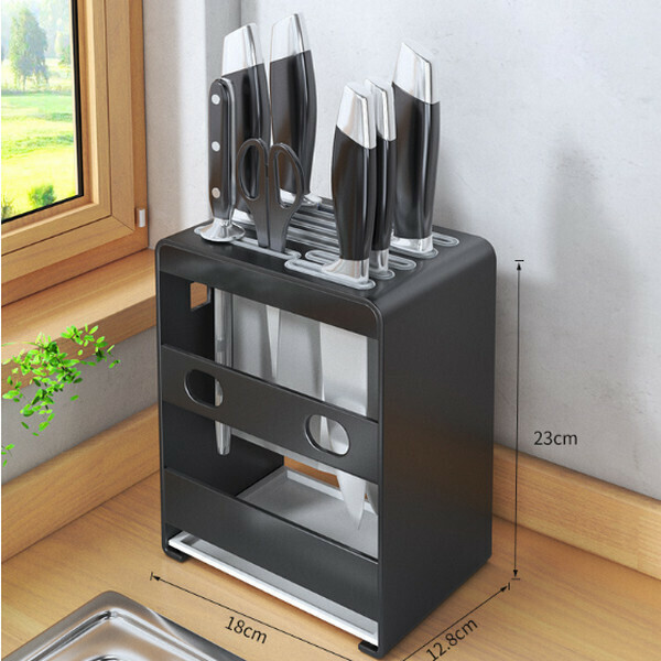 Kitchen knife holder shelf (black countertop - flat knife holder)