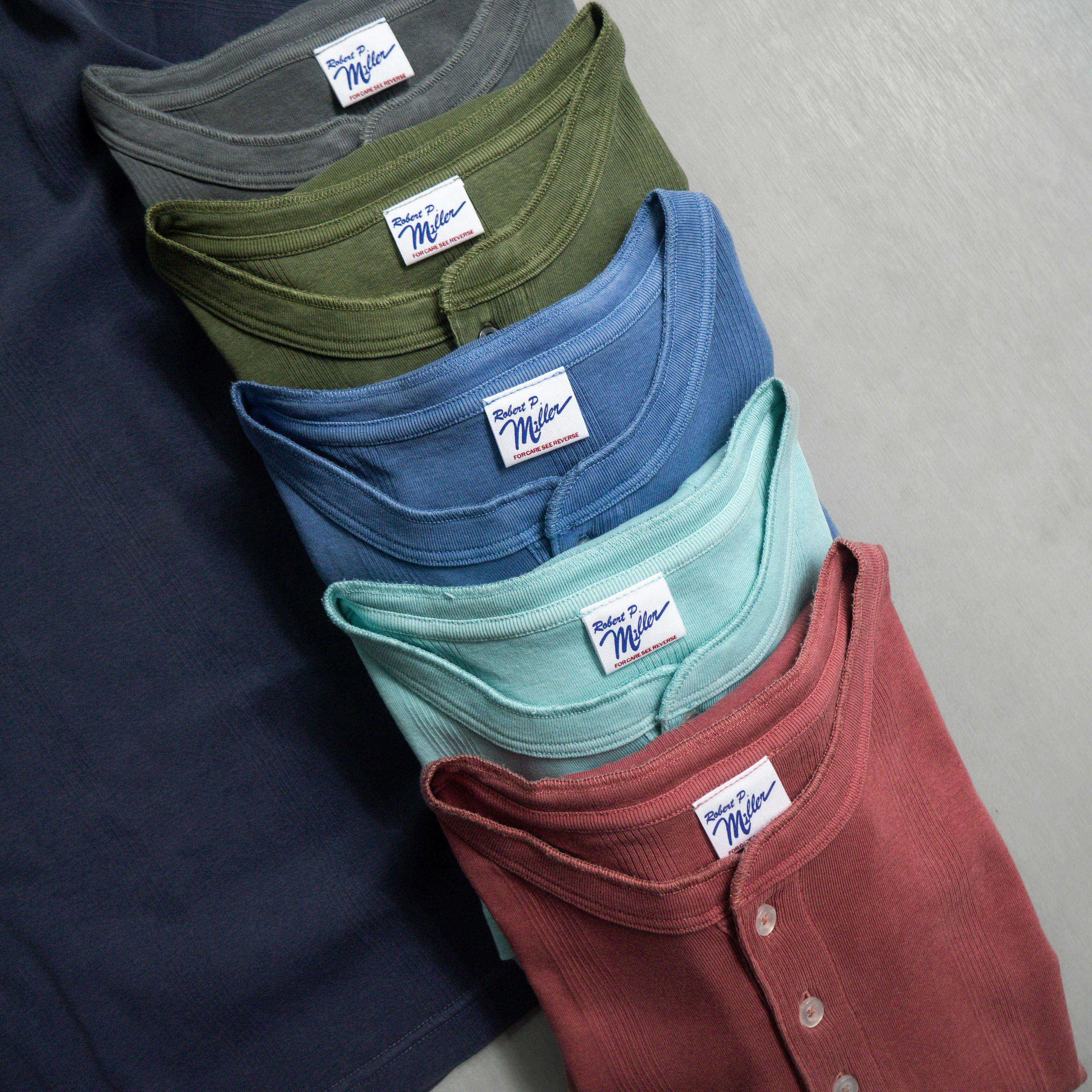 ROBERT P MILLER 130C PIGMENT DYE HENLEY TEE 亨利領 後染 短袖 T恤