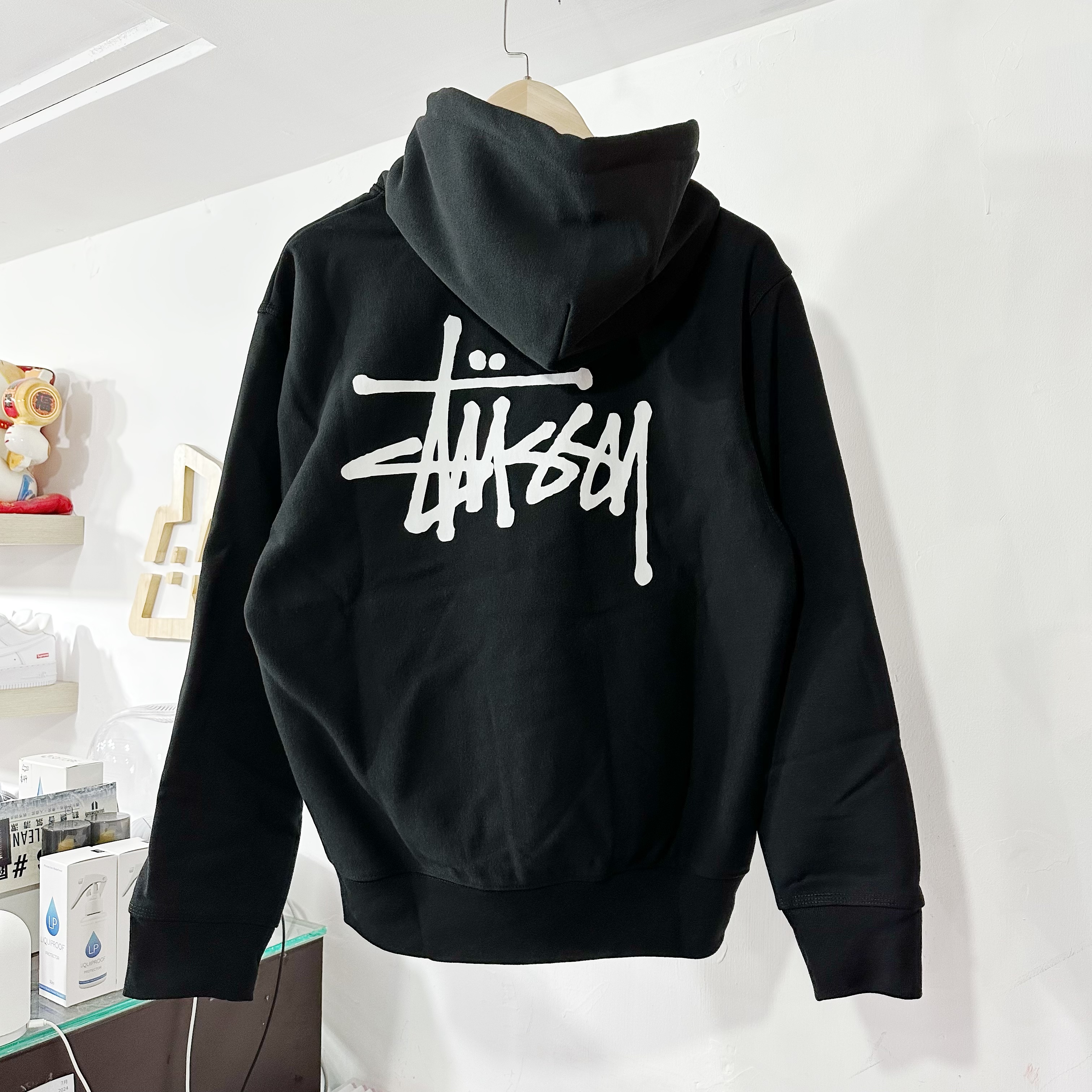 STUSSY Basic Logo Hoodie Black