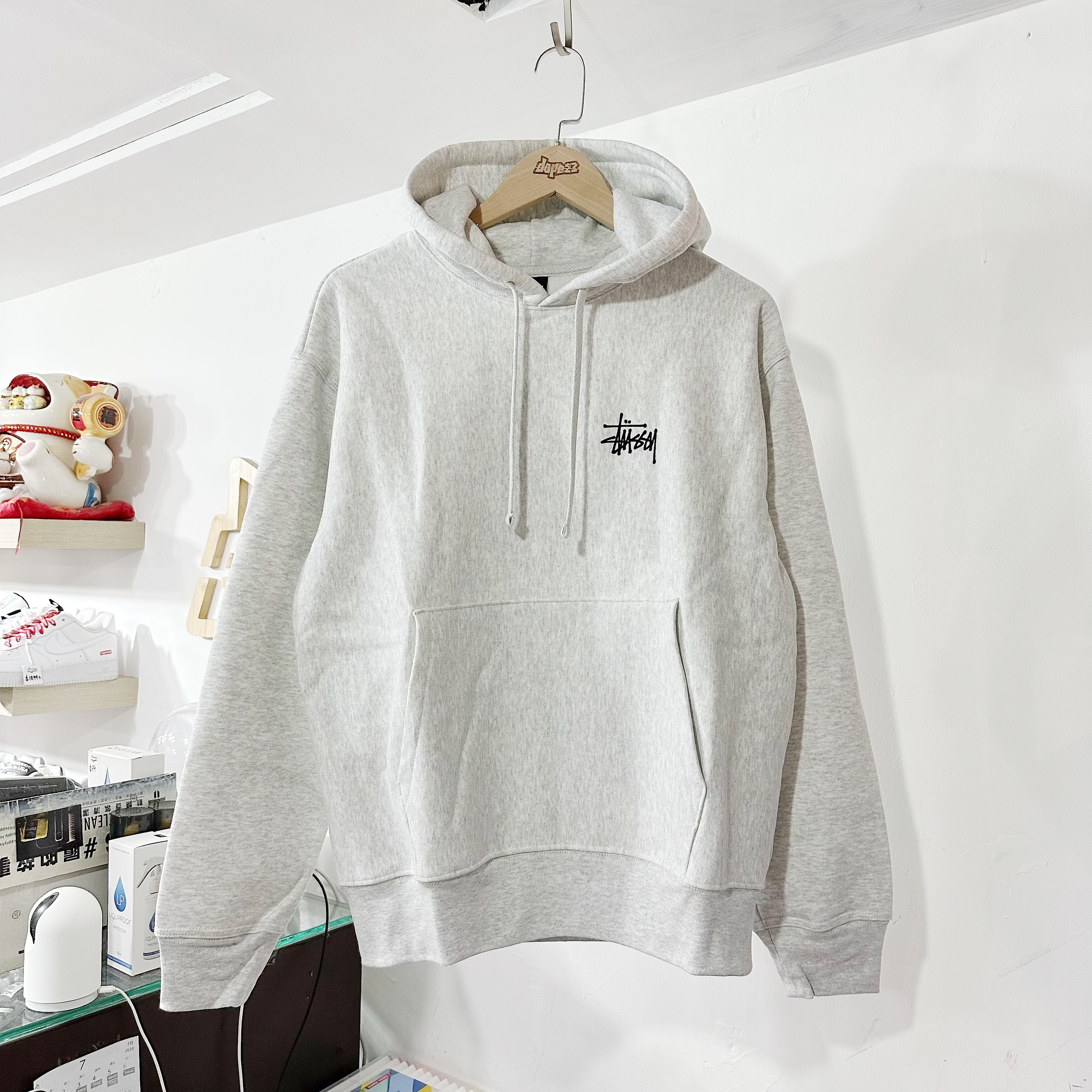 STÜSSY  Basic Hoodie Ash Heather