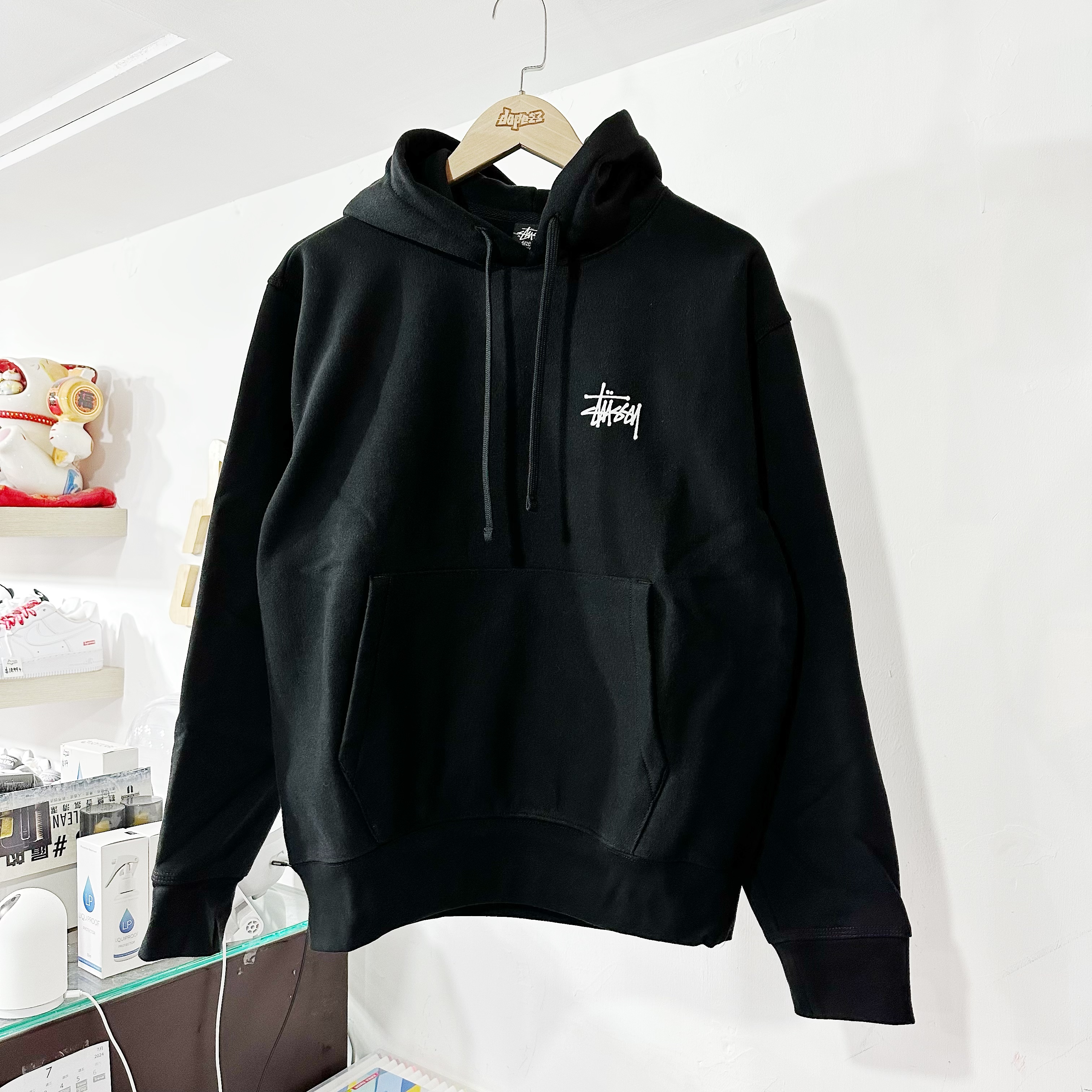 STUSSY Basic Logo Hoodie Black