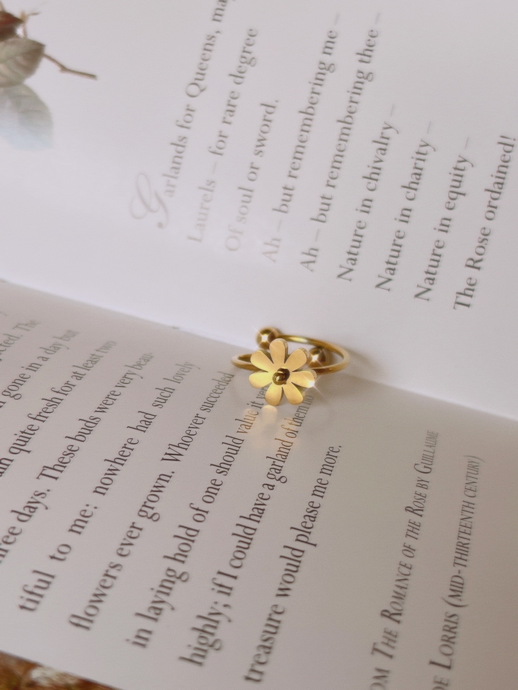 小雛菊精靈金色醫療鋼不褪色戒指