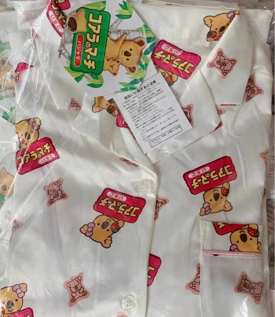 廠單 熊仔餅綢緞長袖親子居家套裝