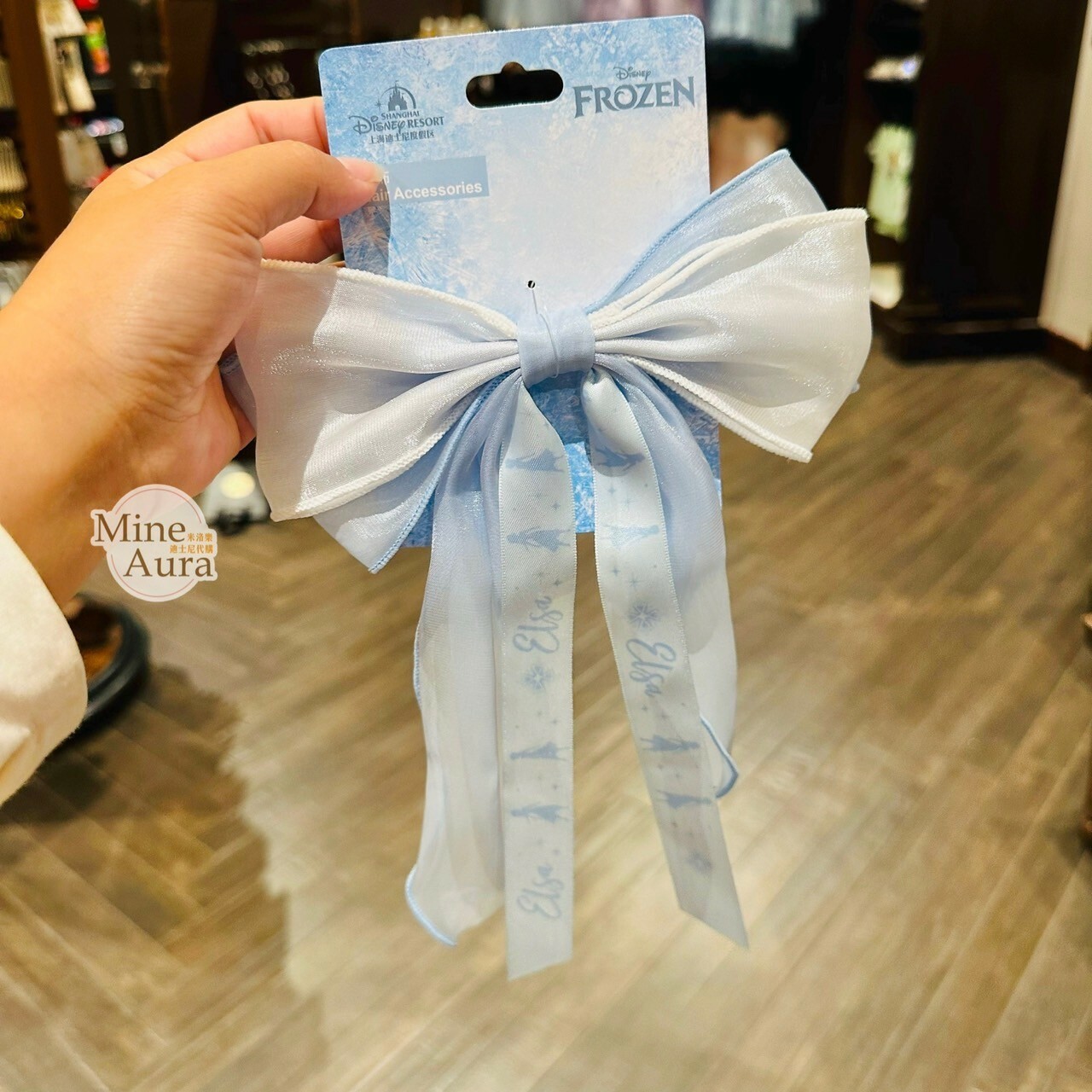 艾莎 Elsa 緞帶大蝴蝶結造型 髮束 髮飾 冰雪奇緣 Frozen -上海迪士尼樂園