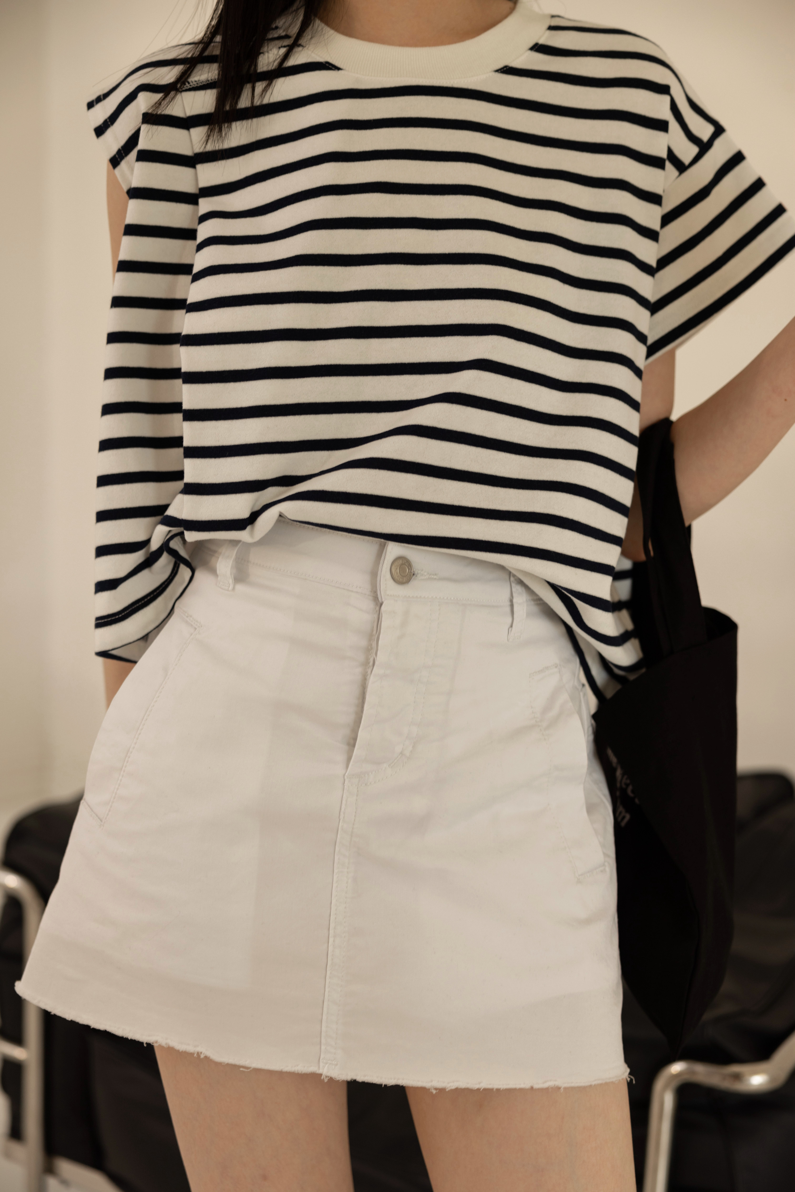 涼感彈性白短褲裙