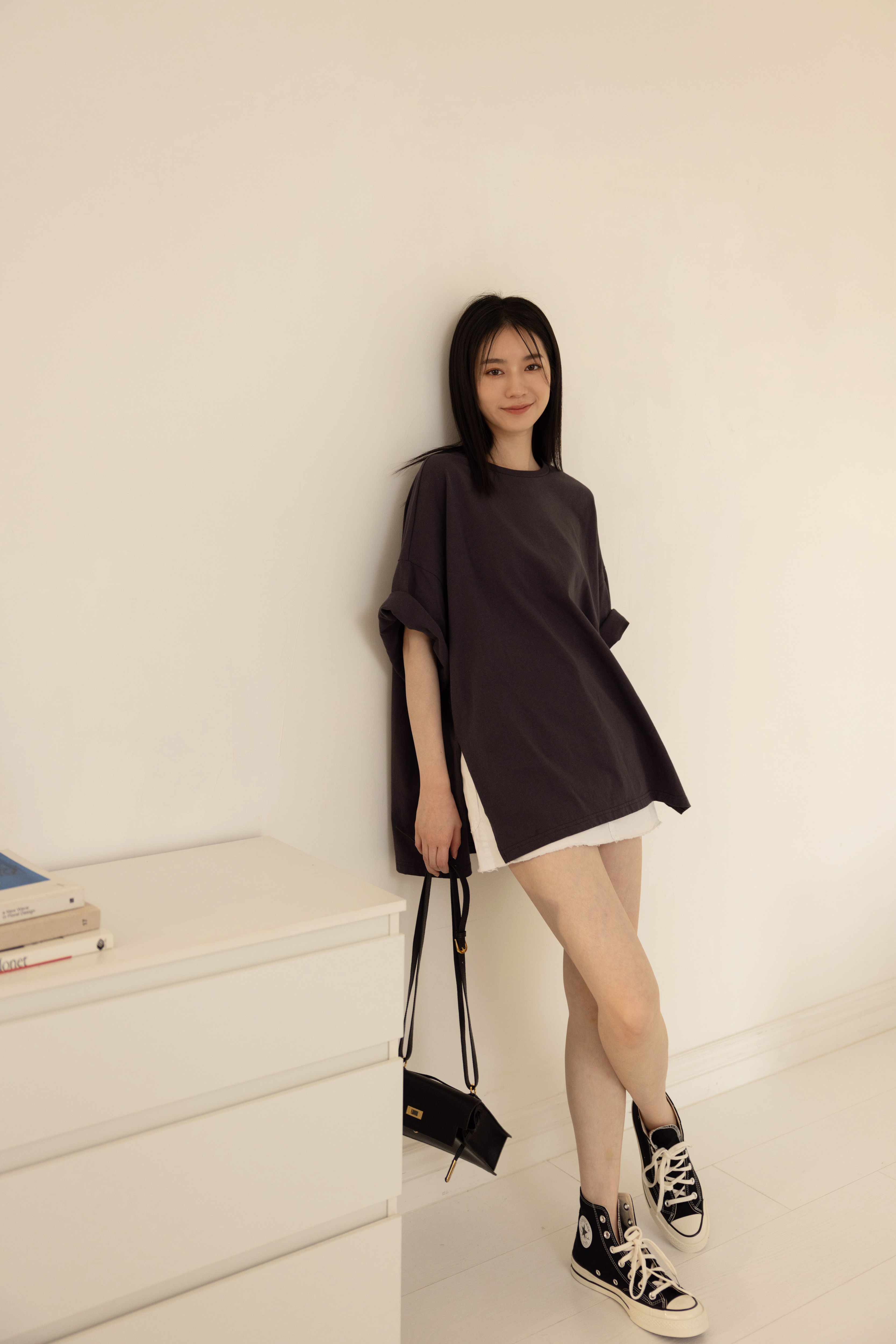 涼感彈性白短褲裙