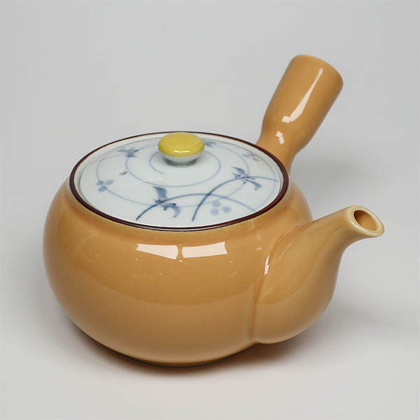 【有田燒】黄釉草花 橫手急須0.45L