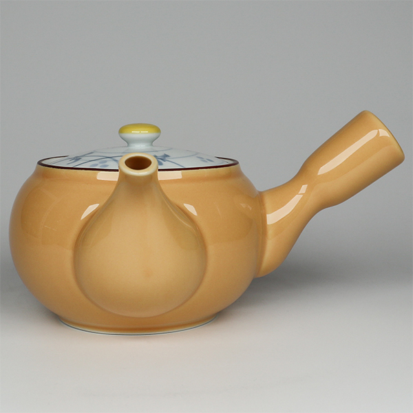 【有田燒】黄釉草花 橫手急須0.45L