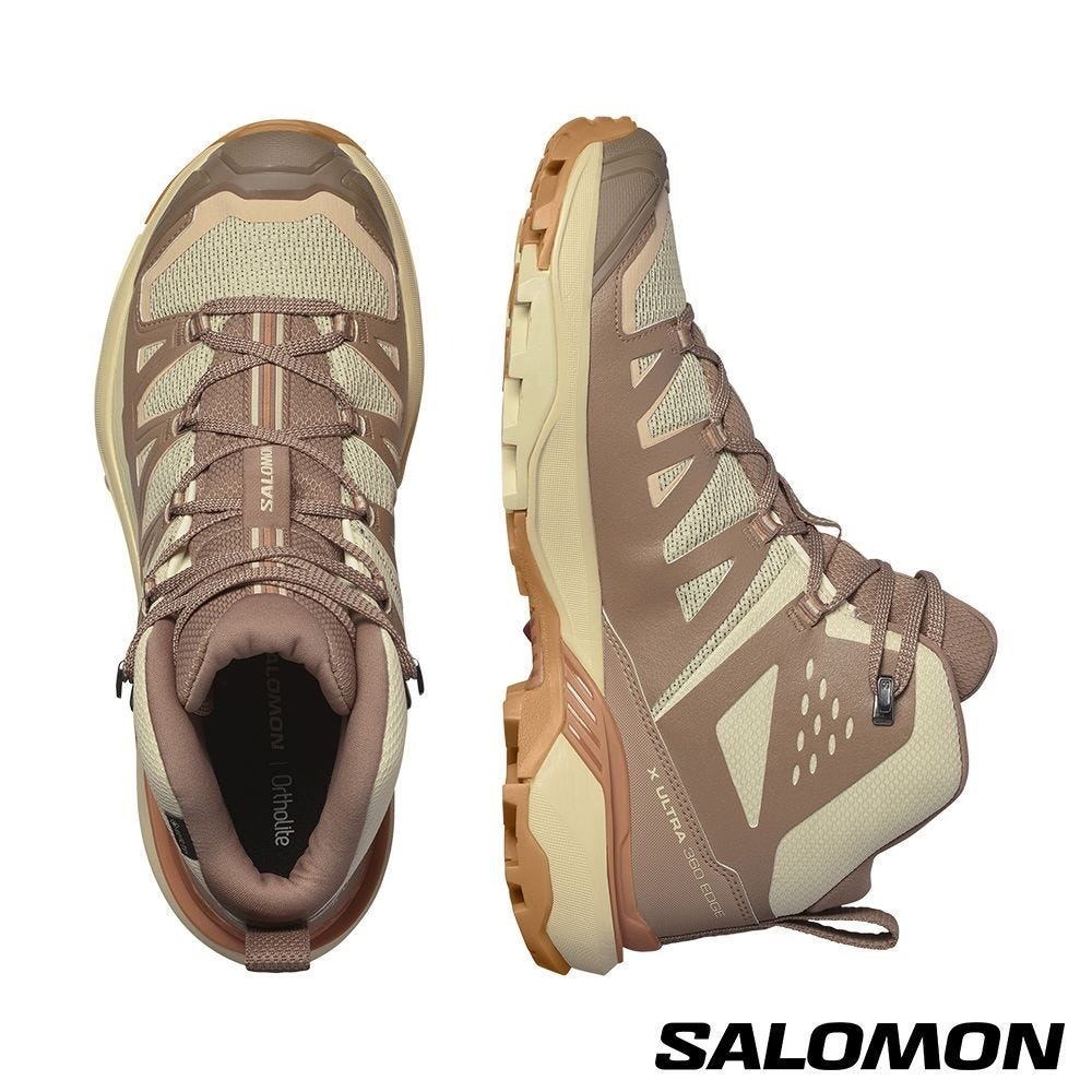 【SALOMON 】女 X ULTRA 360 EDGE Goretex 中筒登山鞋 黃/棕/粉 / L47462700