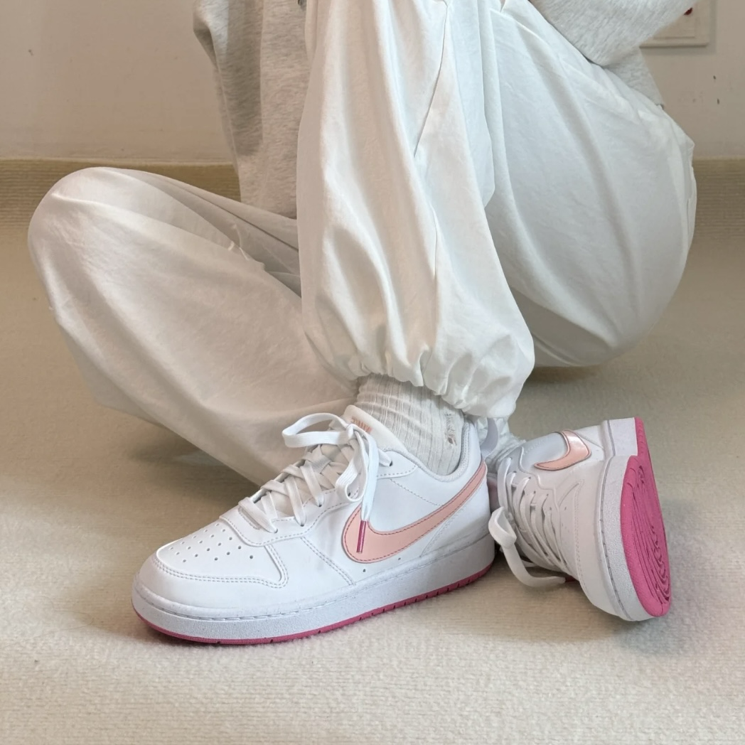 Nike Court Borough Low 粉白 蜜桃粉 大童 女鞋 小Force 低筒休閒鞋