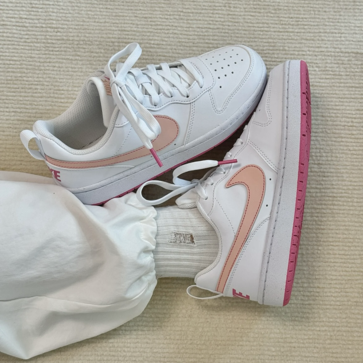 Nike Court Borough Low 粉白 蜜桃粉 大童 女鞋 小Force 低筒休閒鞋