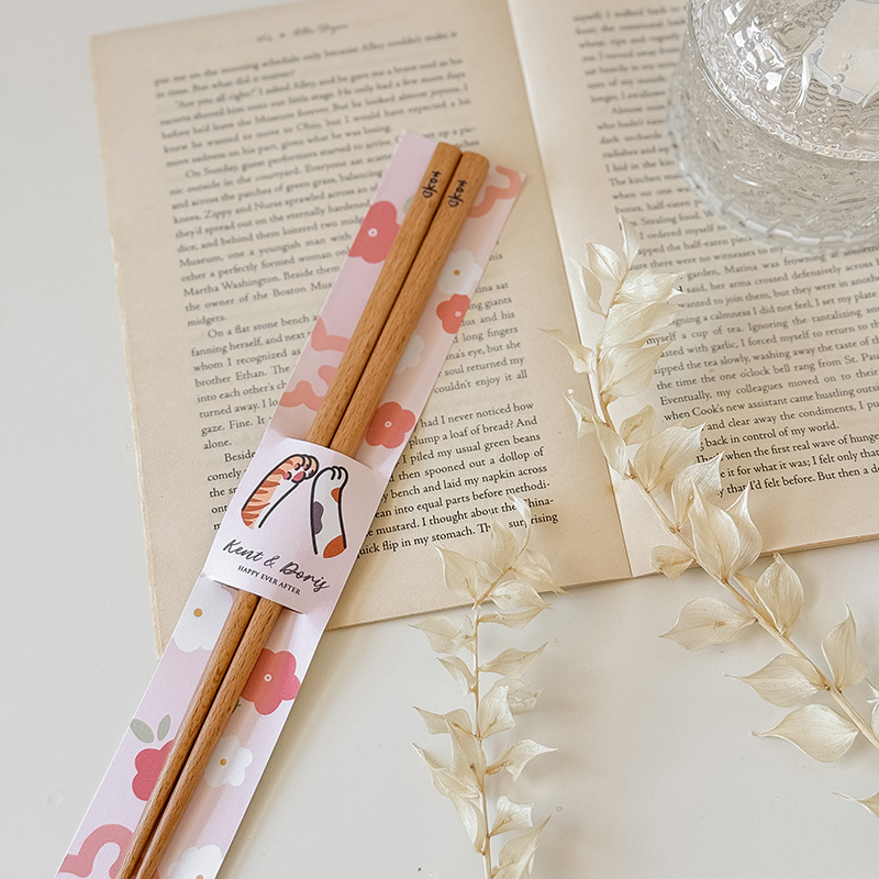 婚禮小物-手寫囍字實木餐筷組(含包裝) /筷子/位上禮/捧花禮/伴娘禮