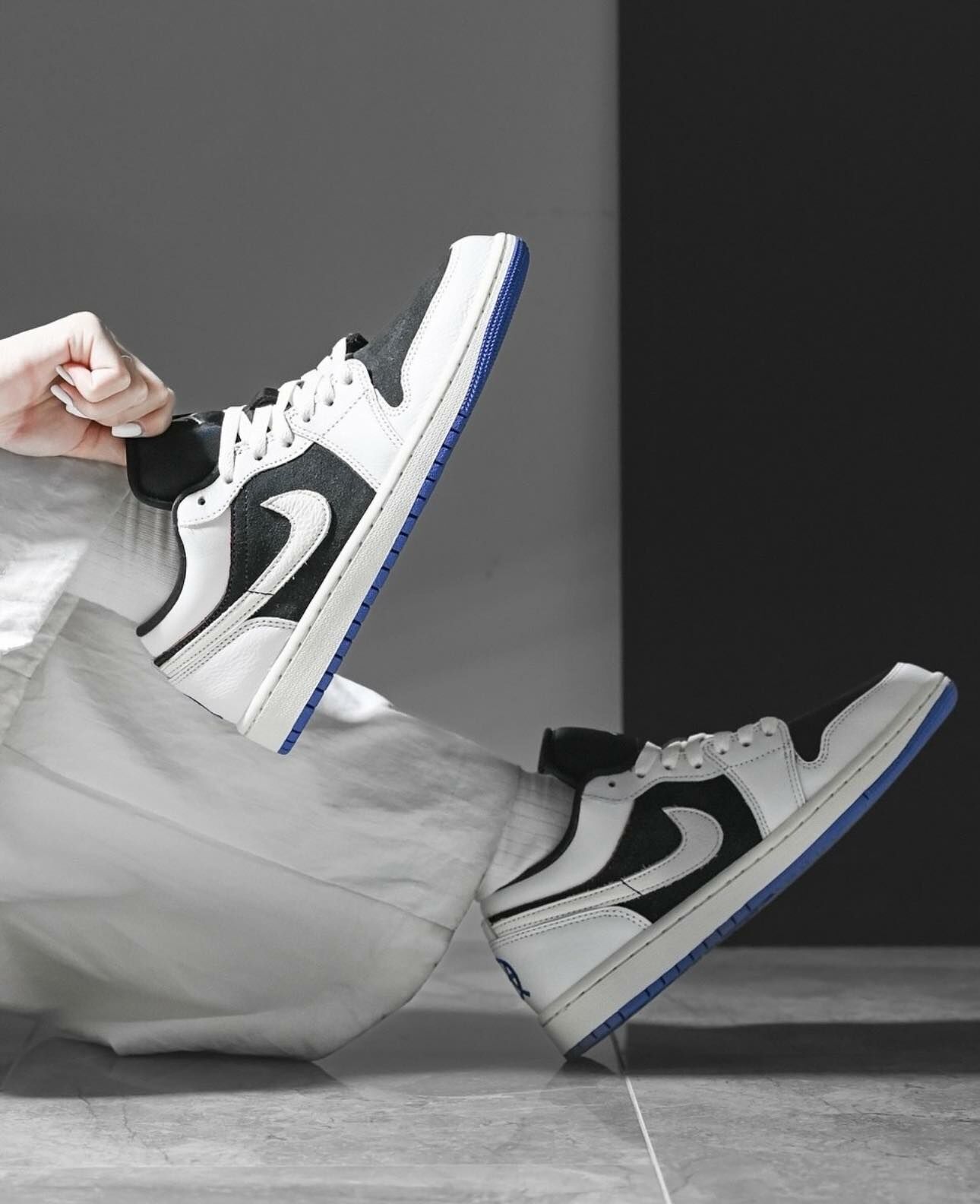 NIKE AIR JORDAN 1 LOW Quai 54 白黑藍 低筒休閒鞋