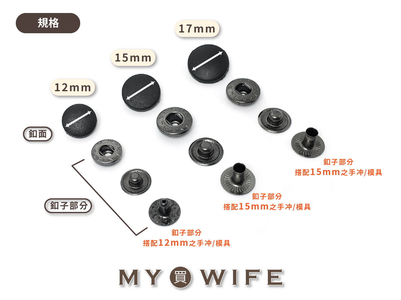 尼龍面押釦_押釦/外套釦_2色4規格(10入)【SL-ZC】