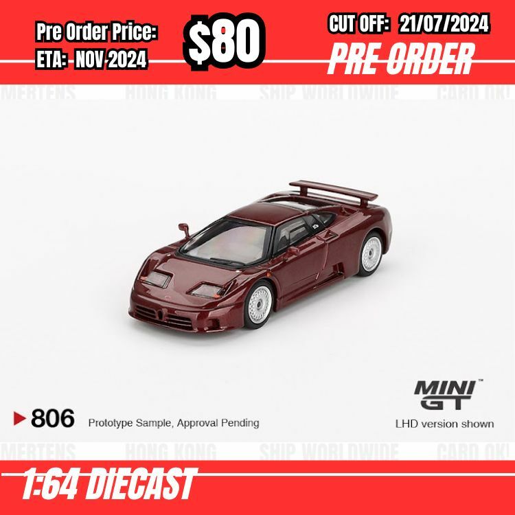 PO-$80  * Mini GT * 1:64 #806 Bugatti EB110 GT Dark Red Metallic LHD [OD09/07]