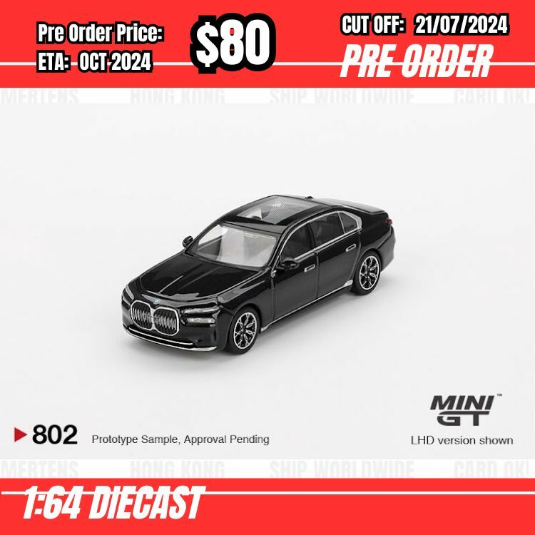PO-$80  * Mini GT * 1:64 #802 BMW i7 eDrive50 Black Sapphire RHD [OD09/07]