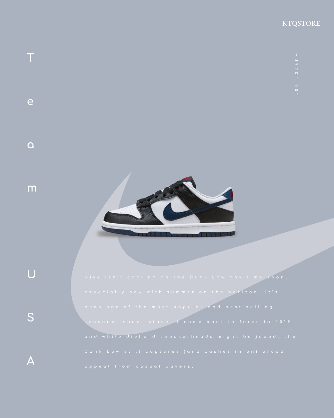 KTQ STORE ‧ Nike Dunk Low Black White Midnight Navy (GS) 黑藍 Hj9202-001